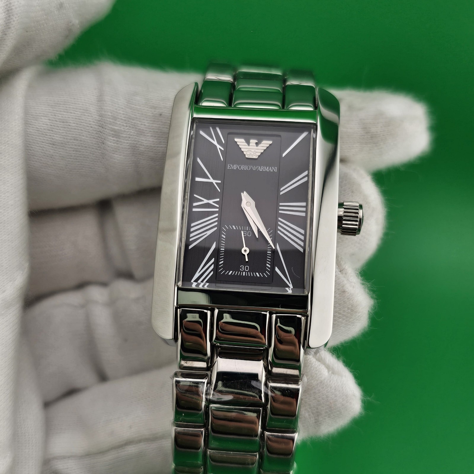 EMPORIO ARMANI WOMENS WATCH AR0157 STAINLESS STEEEL STRAP AND BLACK DIAL GENUINE