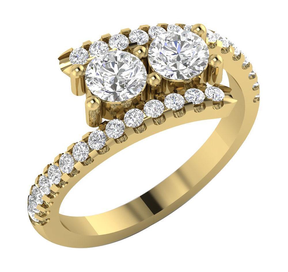 SI1 G 1.15Ct Forever Us 2 Stone Diamond 14K Solid Gold Solitaire Engagement Ring