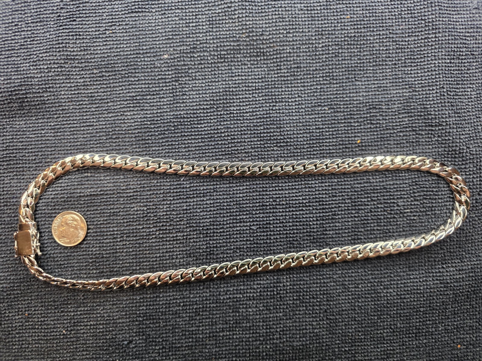 Silver Miami Cuban Chain 20in with Box Lock