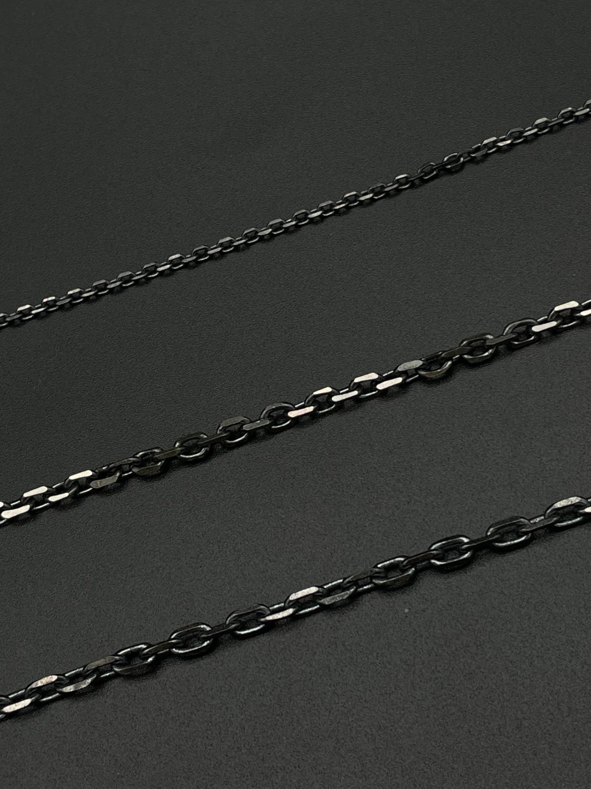 925 Sterling Silver Oxidized Anchor Cable Link Chain Necklace, Black Design Gift