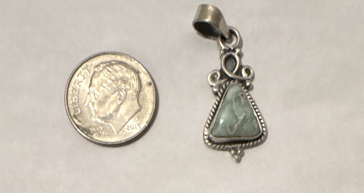 Sterling Silver Turquoise Stone Triangle Charm Pendant Bezel Set with Bail