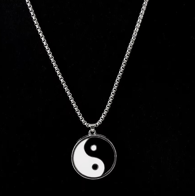 Mens Stainless Steel Protection Amulet Ying Yin Yang Pendant Necklace Men