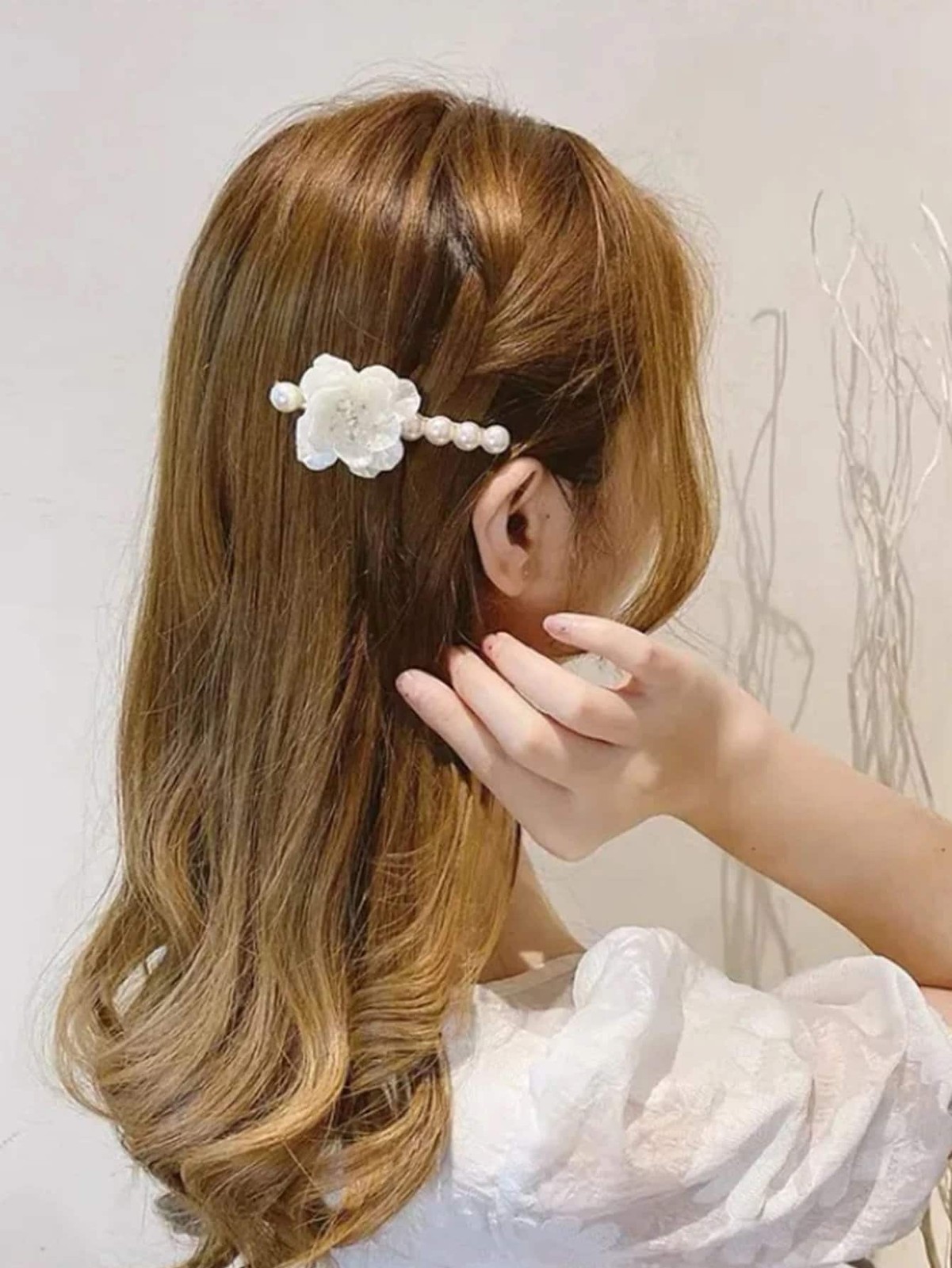 Abalone Seashell Off White Pearl 2 PC Hairclip Set, Wedding Alligator Hairclips