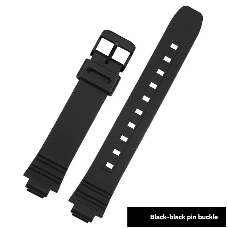 Rubber Resin Watch Strap for Ca.sio LA20WH-1B 14x10mm Black Convex Slim Band New