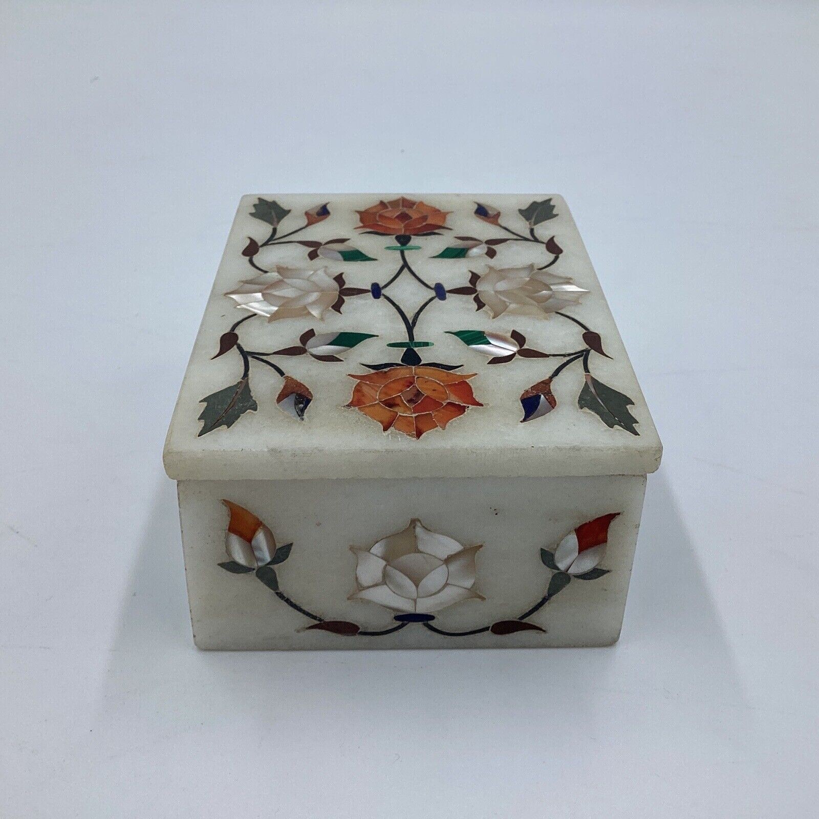 Marble Inlay Art Trinket Jewelry Box Semi-Precious Stone Cyber Monday Gifts