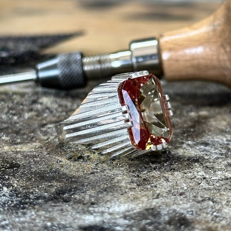 Men Handmade Natural Zultanite Square Handmade Ring