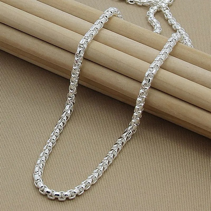 925 Sterling Silver 5mm Box Chain Necklace Bracelet Set Men Women Jewellery gift