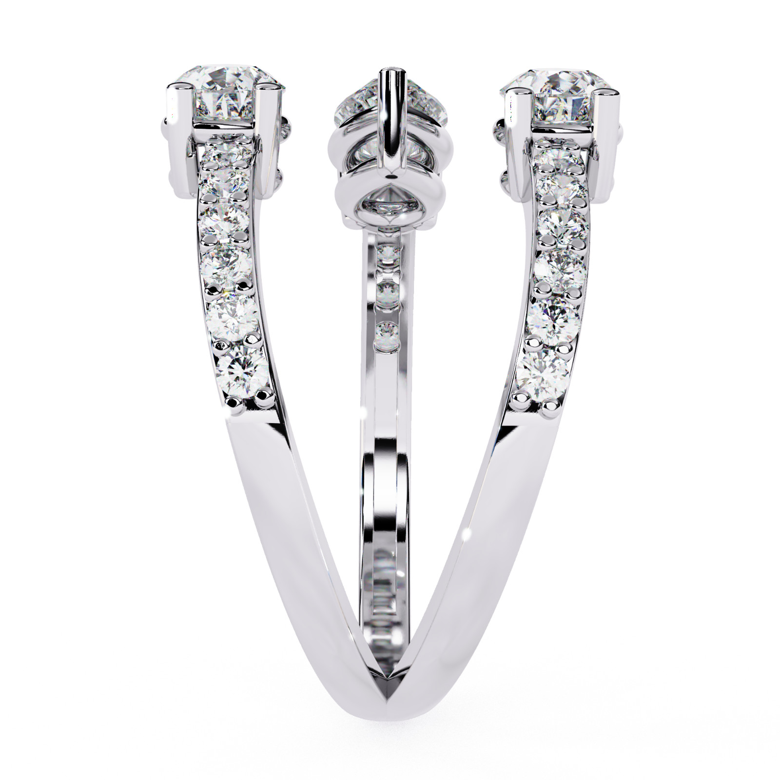3 Stone Pear Moissanite Engagement Ring 925 Sterling Silver CZ Bridal