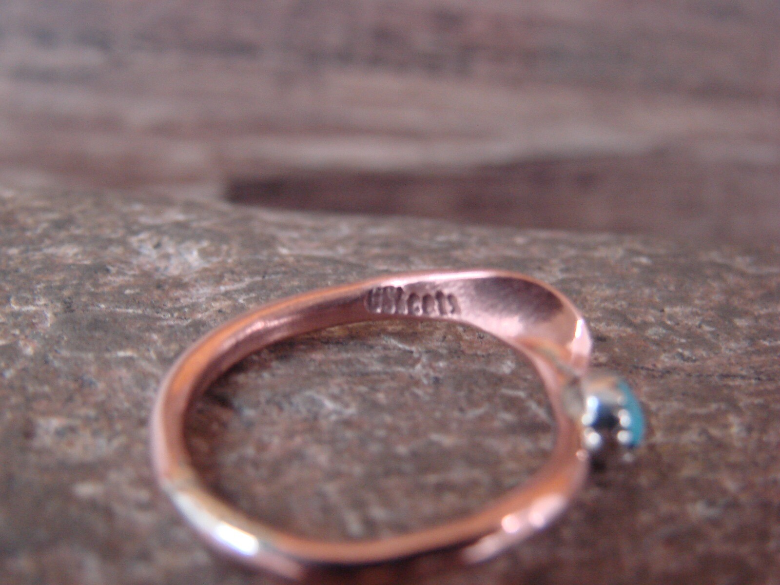Navajo Copper & Turquoise Ring by Yolanda Skeets – Size 6