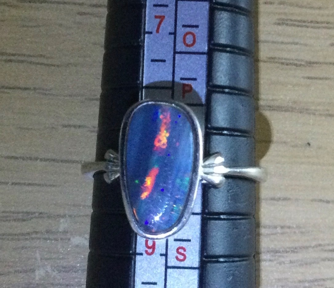 Beautiful Australian Opal Ring In Solid 925 Sterling Silver – Size US 8.25