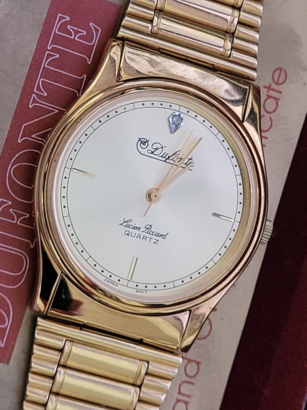 Vintage Rare Diamond Dial Dufonte Lucien Piccard Mens Watch