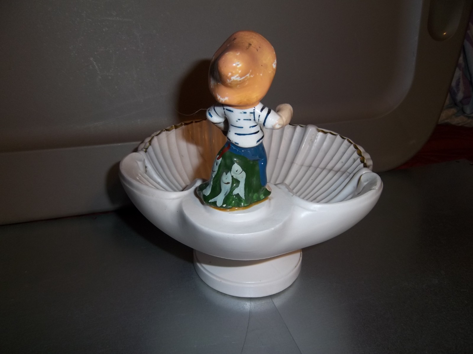M.H. Daniels & Co. Boy Fishing In Clam Shell Jewelry Holder (No Fishing Pole)