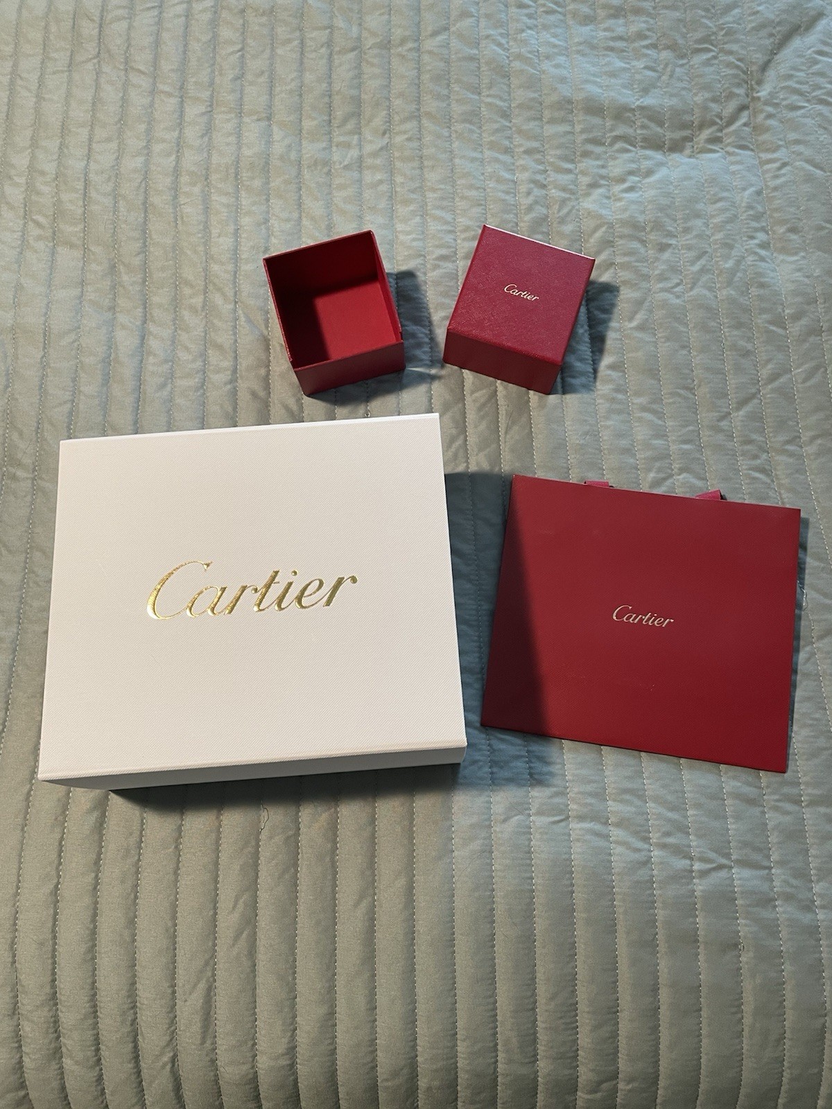 Cartier White Magnetic Closure Gift Box With Red Bag And Red Box