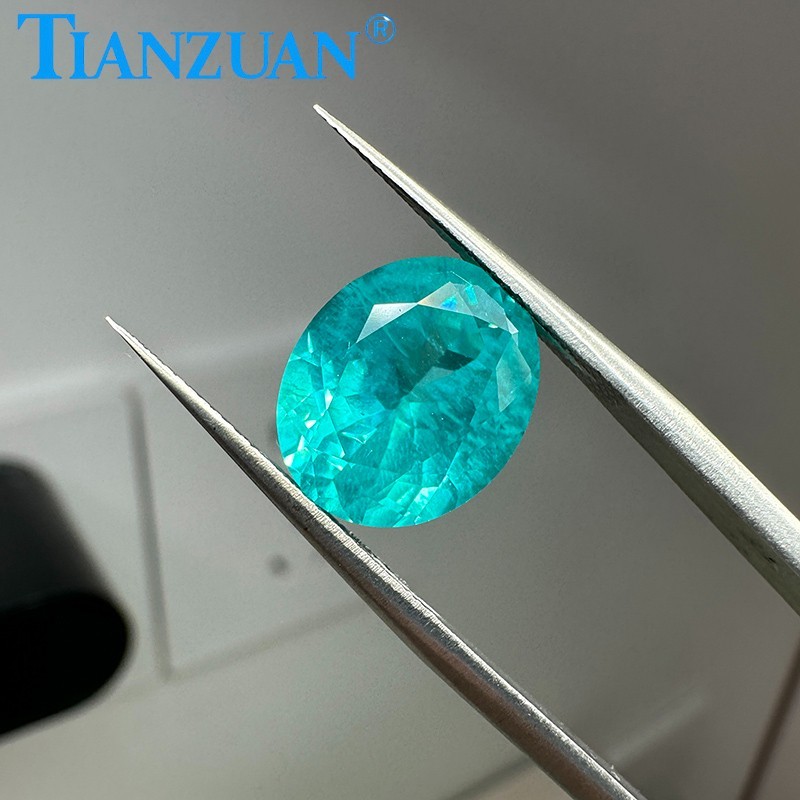 Synthetic YAG Oval Shape Neon Paraiba Color with inclusions loose Gemstones