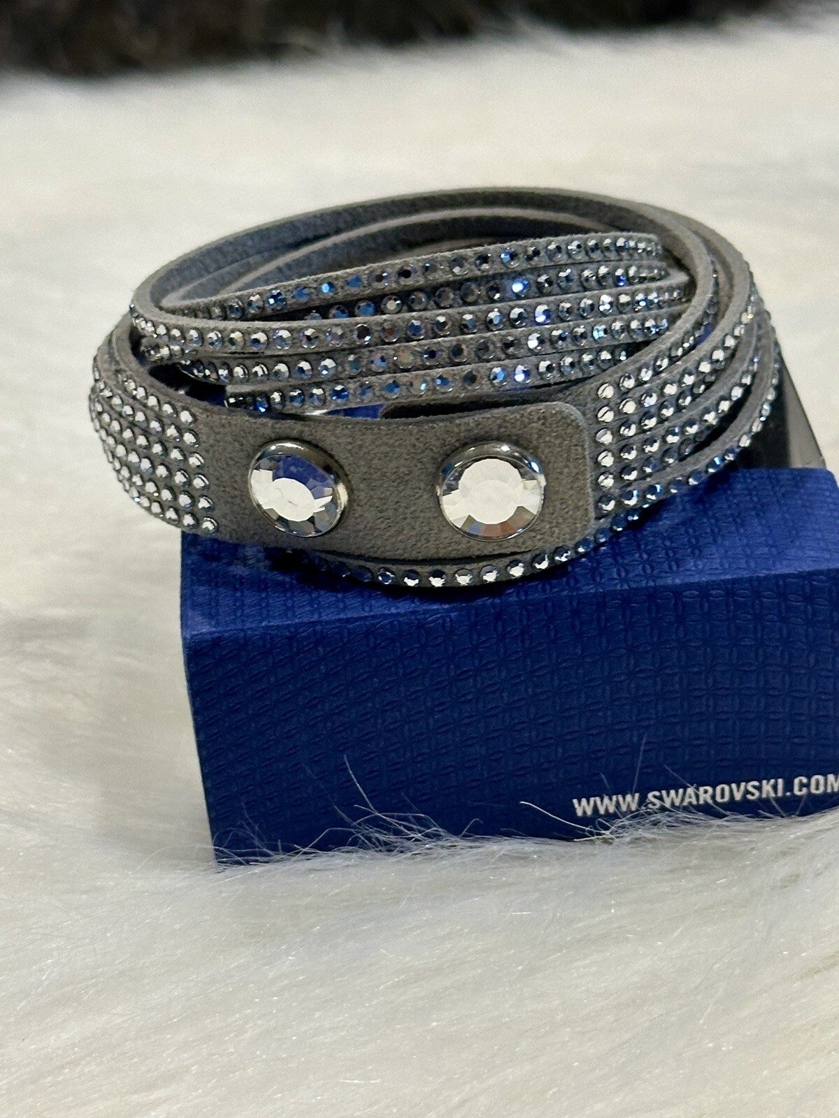 Swarovski Deluxe Slake Crystal Leather Wrap Bracelet, Choose Color (cc-104)