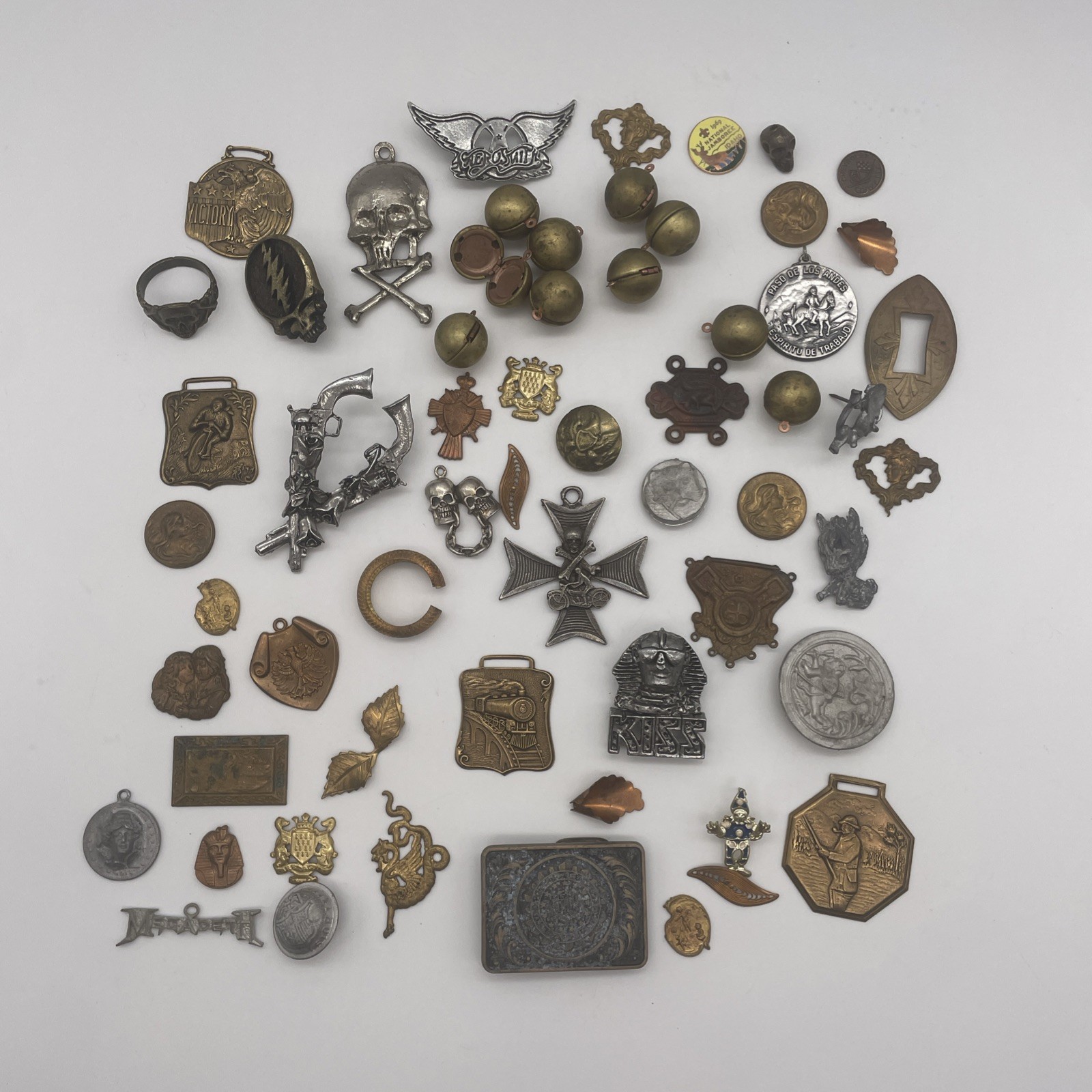 Vintage Metal Jewelry Making Findings Parts & Charms Mixed Lot