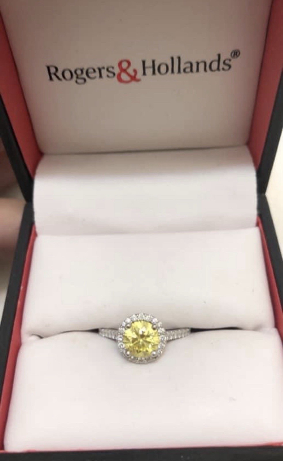 Rogers & Hollands 14K White Gold Lab Created Fancy Vivid Yellow Halo Ring