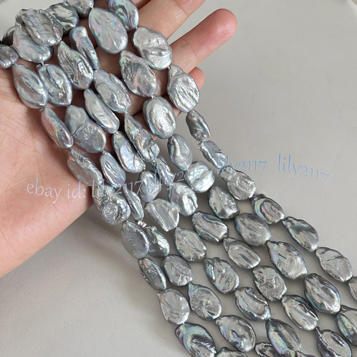 Luster 15-20mm Natural South Sea Gray Baroque Keshi Pearl Loose Beads 15″ Strand