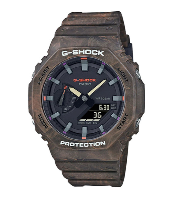 Casio G-Shock GA-2100FR-5ADR Brown Marble Analog Digital Watch 200M Carbon Core