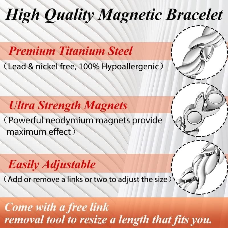 Adjustable Titanium Magnetic Bracelet for Women | Gift-Ready with Sizing Tool