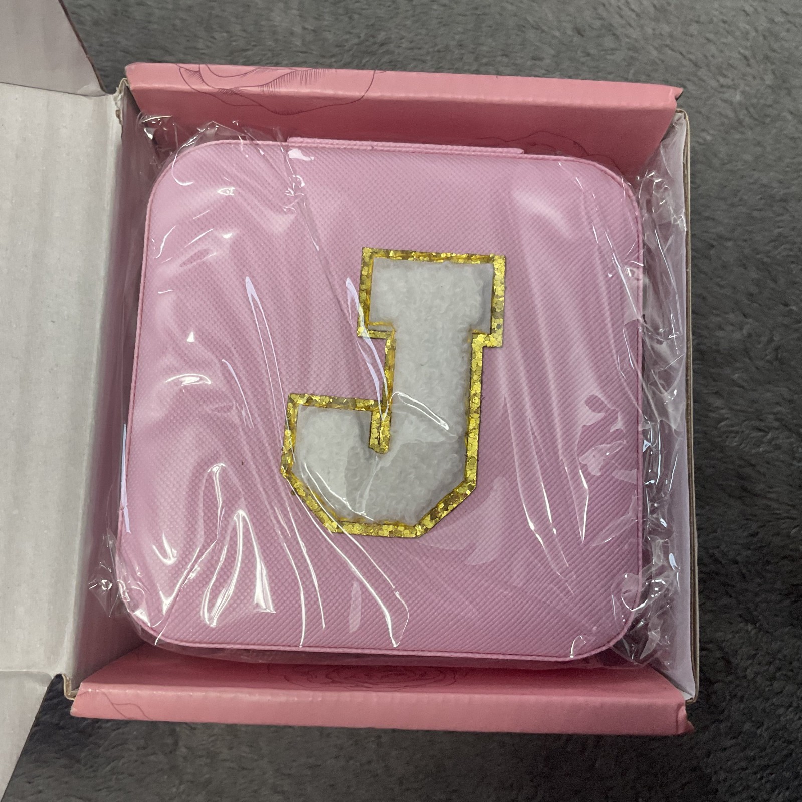 Nayno Travel Jewelry Case Small Accessories Box Personalized “J” Women Girl Gift