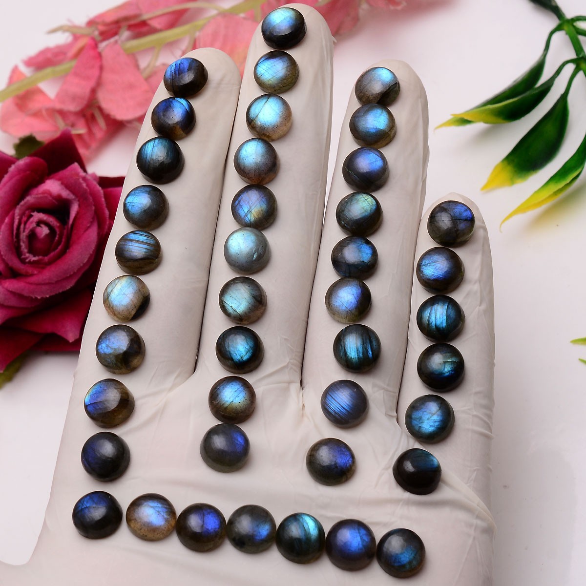 Set 15 Pcs Natural Labradorite Blue Shine 9mm Round Cabochon Loose Gemstones Lot