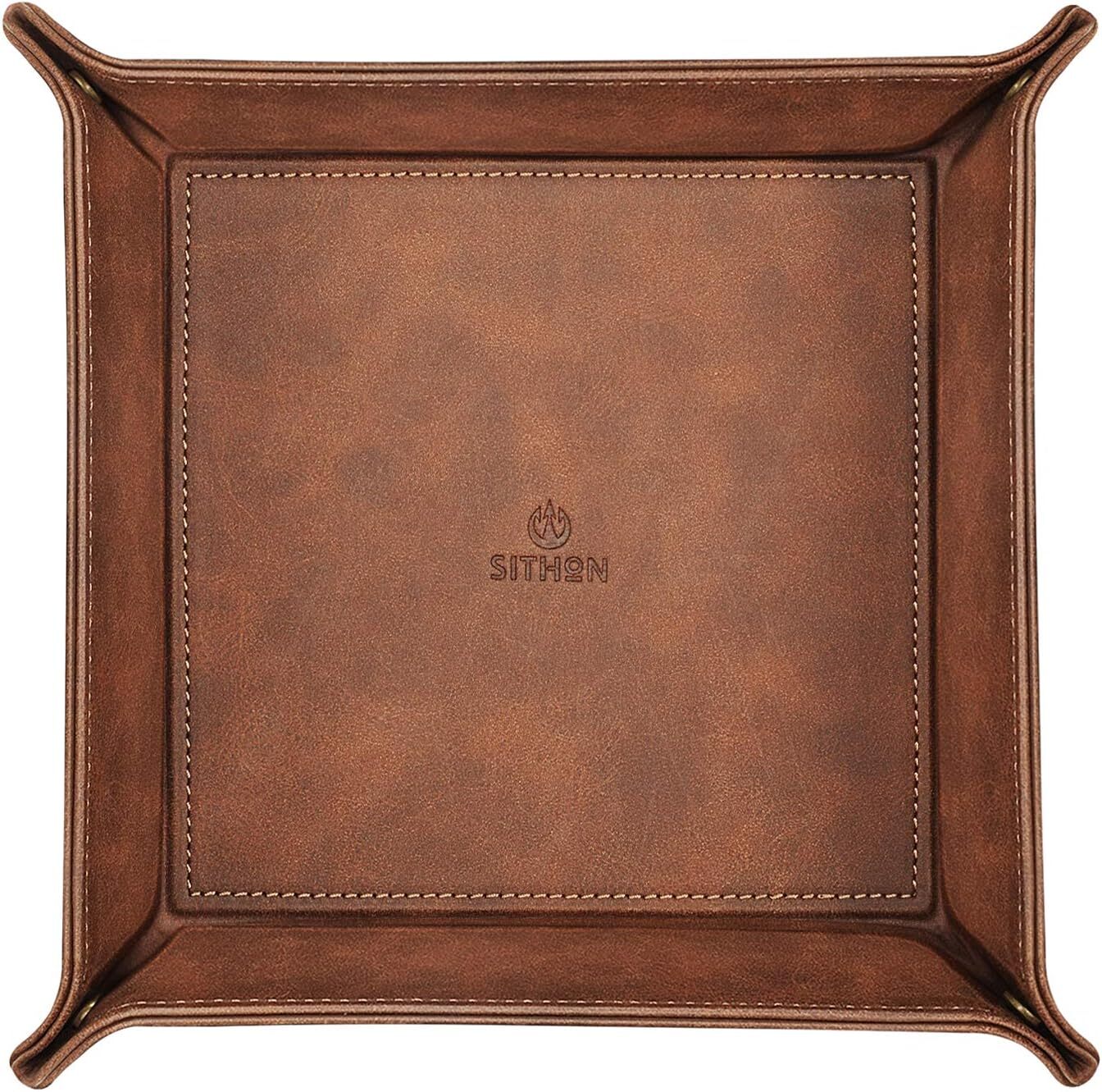 Valet Tray Desktop Storage Organizer PU Leather Catchall Tray for Jewelry Wallet