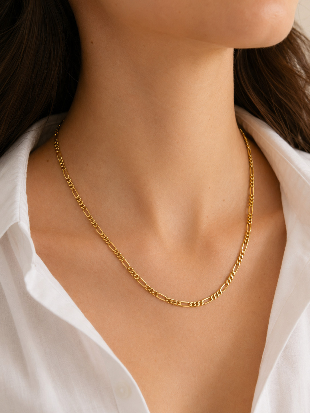 Real 14K Yellow Gold Figaro Chain Necklace 2mm 18in Men Women Dainty Layering