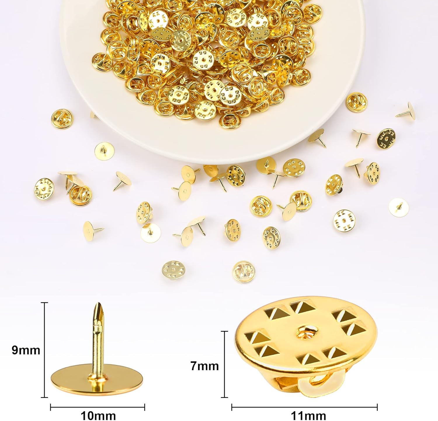 JANYUN 120 Pairs Butterfly Clutch Tie Tacks Pin Back Replacement with 8Mm Length