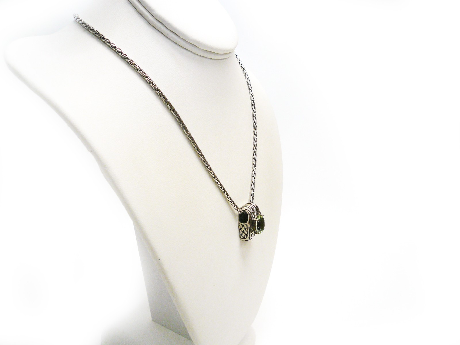 EFFY Sterling Silver Pendant Necklace Balissima Green Praesolite Gemstone