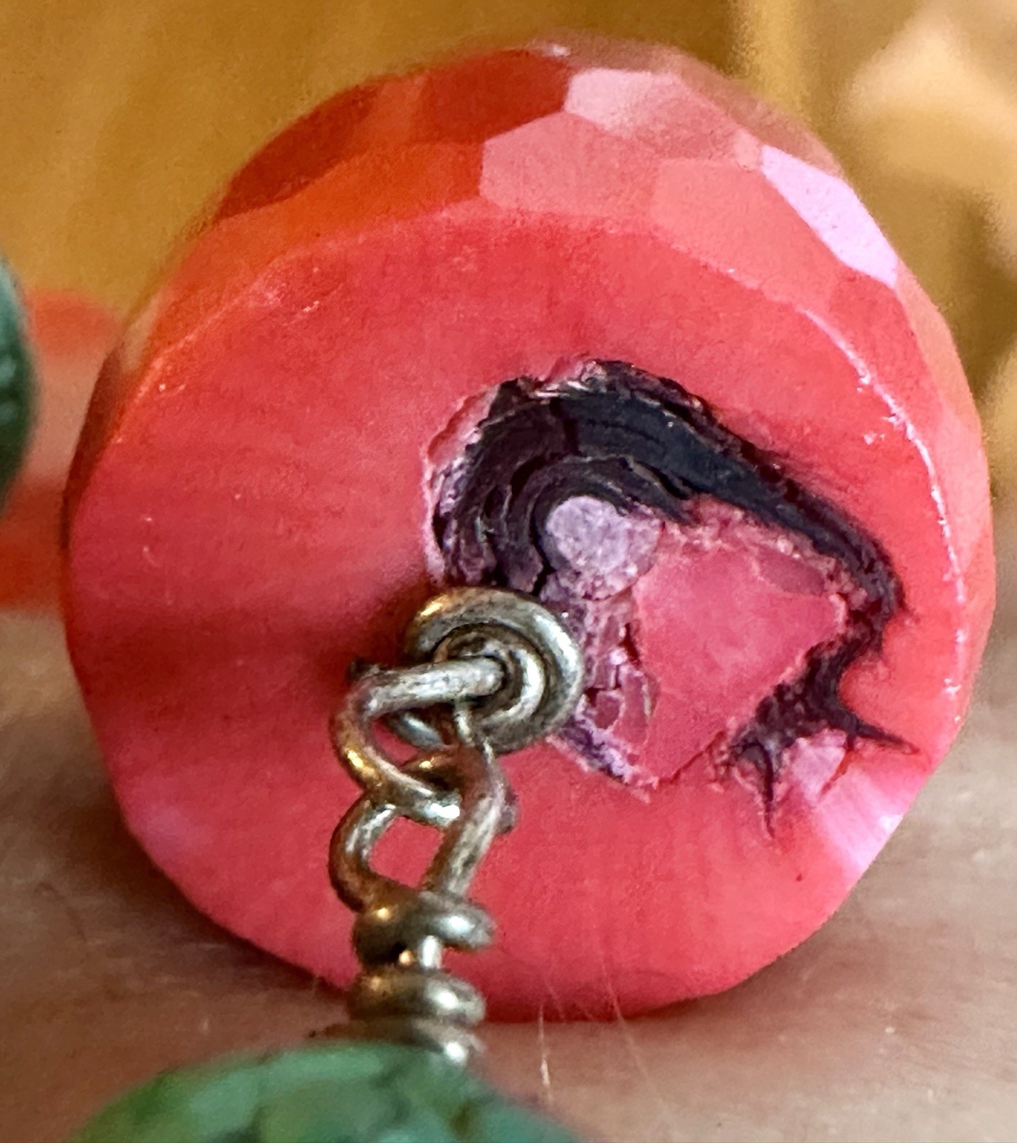 PINK CORAL NECKLACE MATCHING FACETED BEADS-TURQUOISE-SILVER 925-80 CM