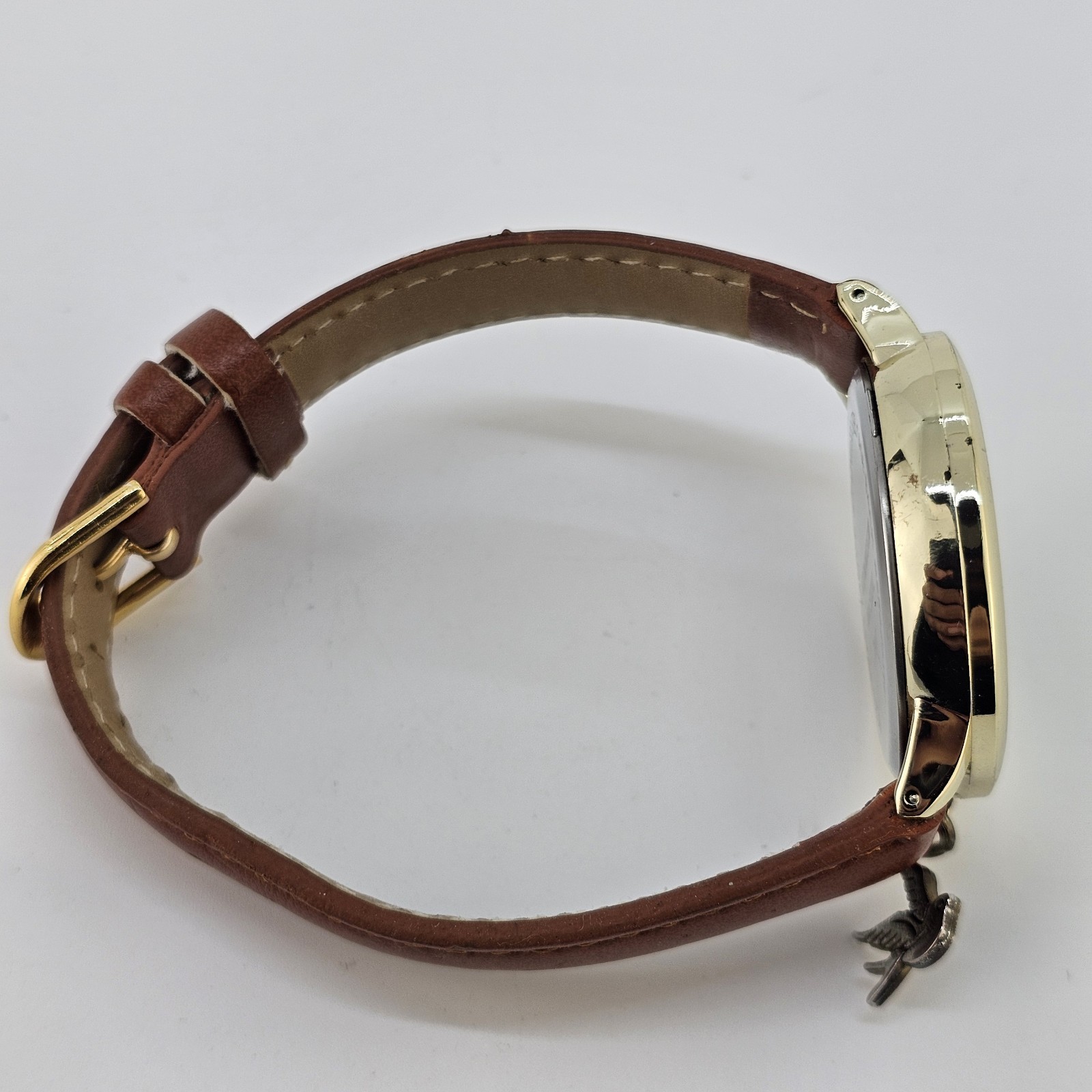Women’s World Map Watch 38MM Multicolor Dial Brown Leather Bands NEW Battery