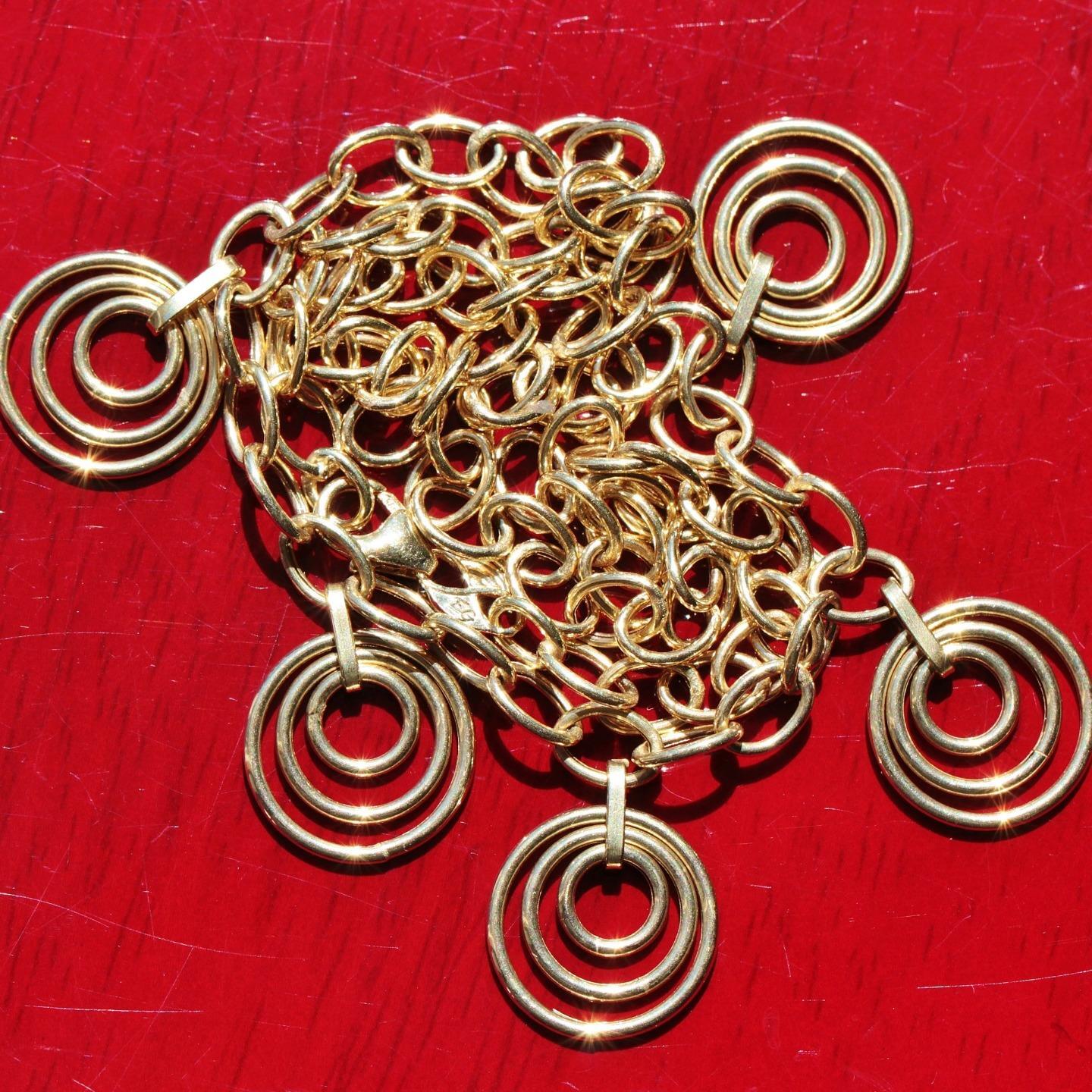 14k yellow gold necklace Italian 17.0″ fancy circular dangle 6.4gr EternaGold