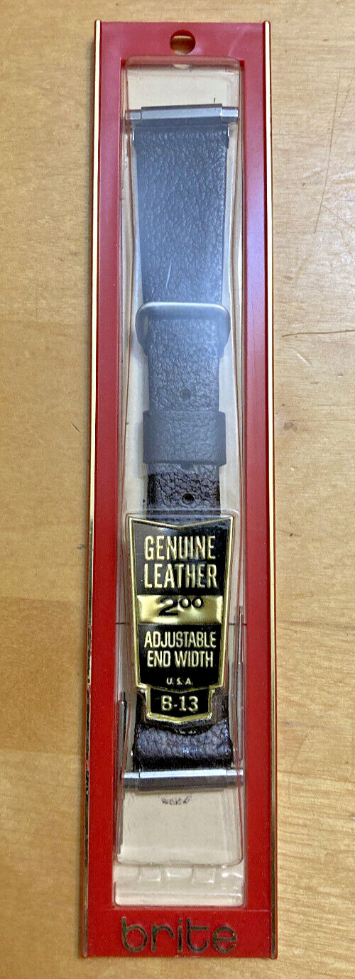 Vintage Brite Genuine Leather Brown Adjustable End Width Watch Band w/1 Bar