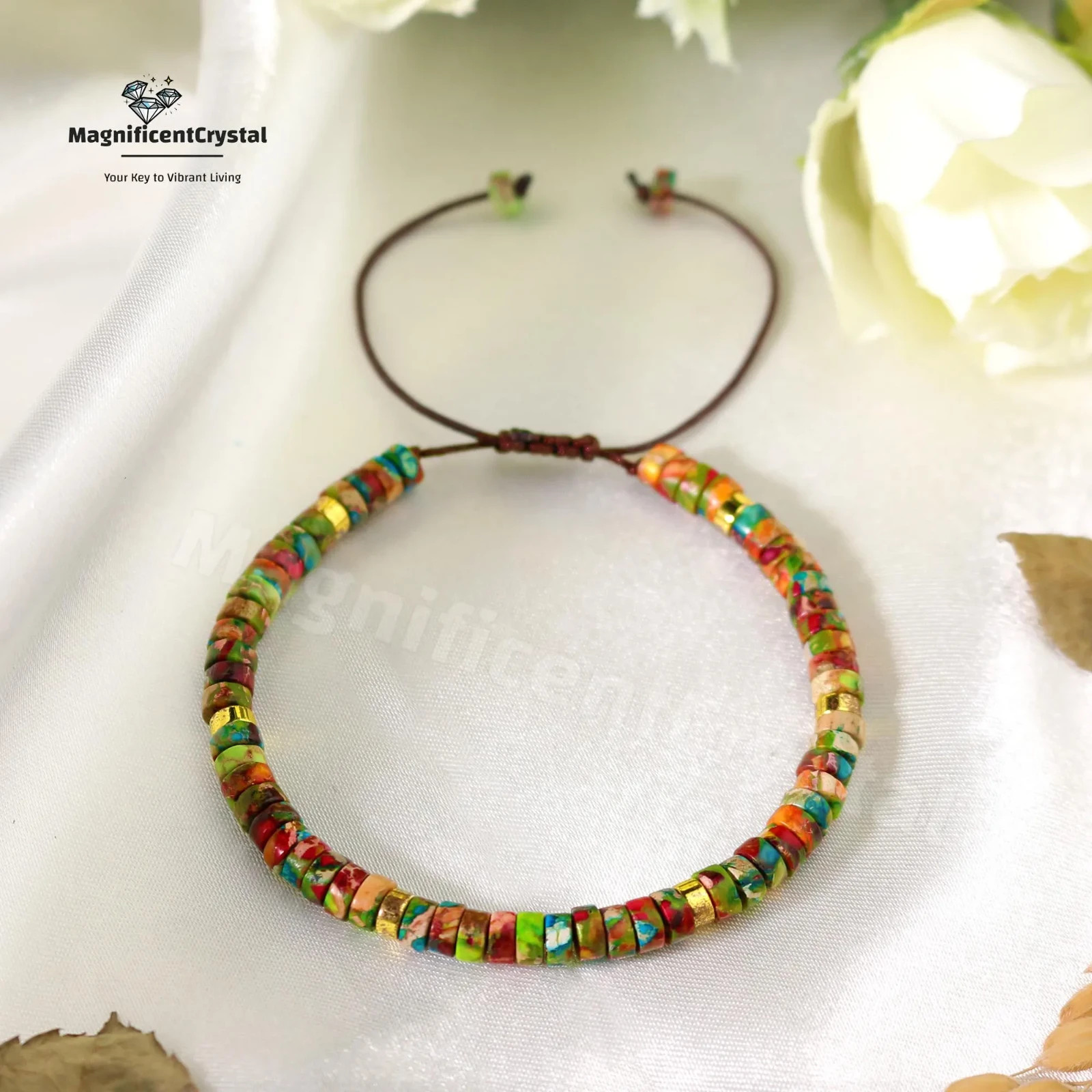 Chakra Balancing Imperial Jasper Rainbow Bracelet Multicolor Crystal Jewelry