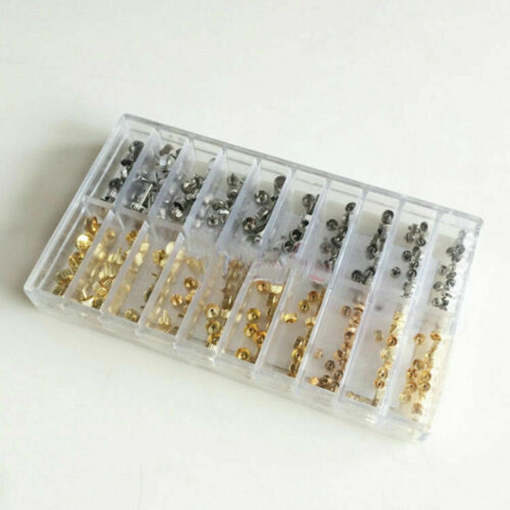 3.5-6.0mm 10 Sizes Silver Gold Watch Stem Crown With Waterproof Circle Rings