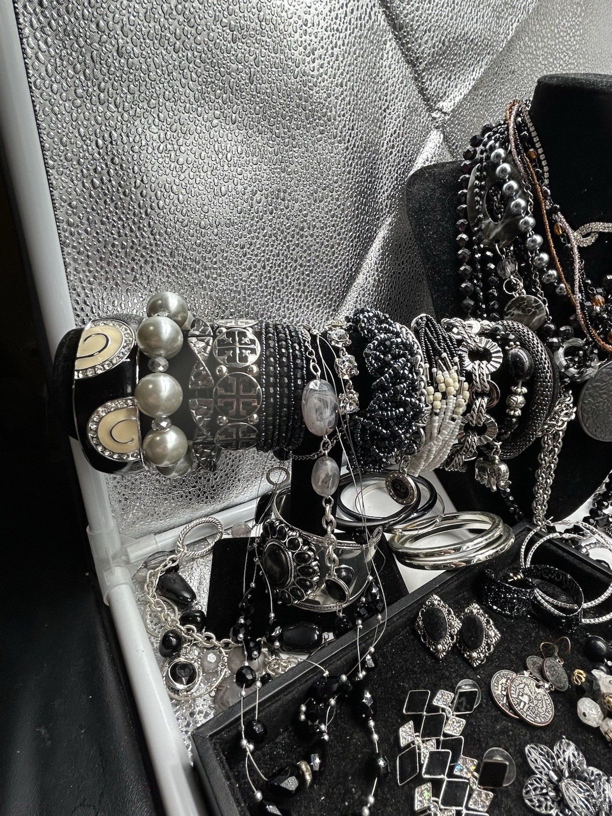 Vntg to Now Black/Silver Jewelry Lot All Wearable 8+ Lbs, 148 Pc #240