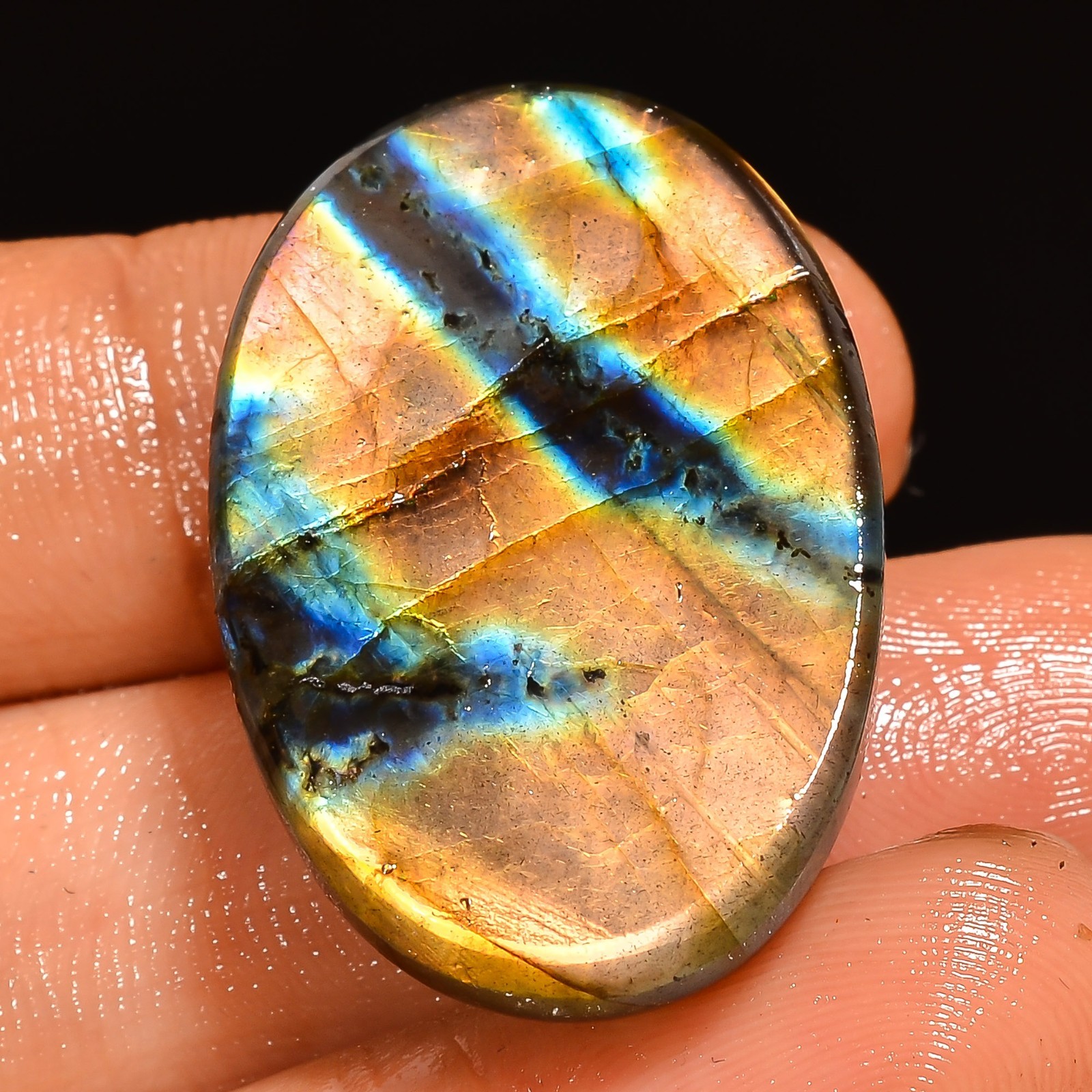 49 Ct Natural Labradorite Oval Cabochon Loose Gemstone For Pendant 30X20X9 mm