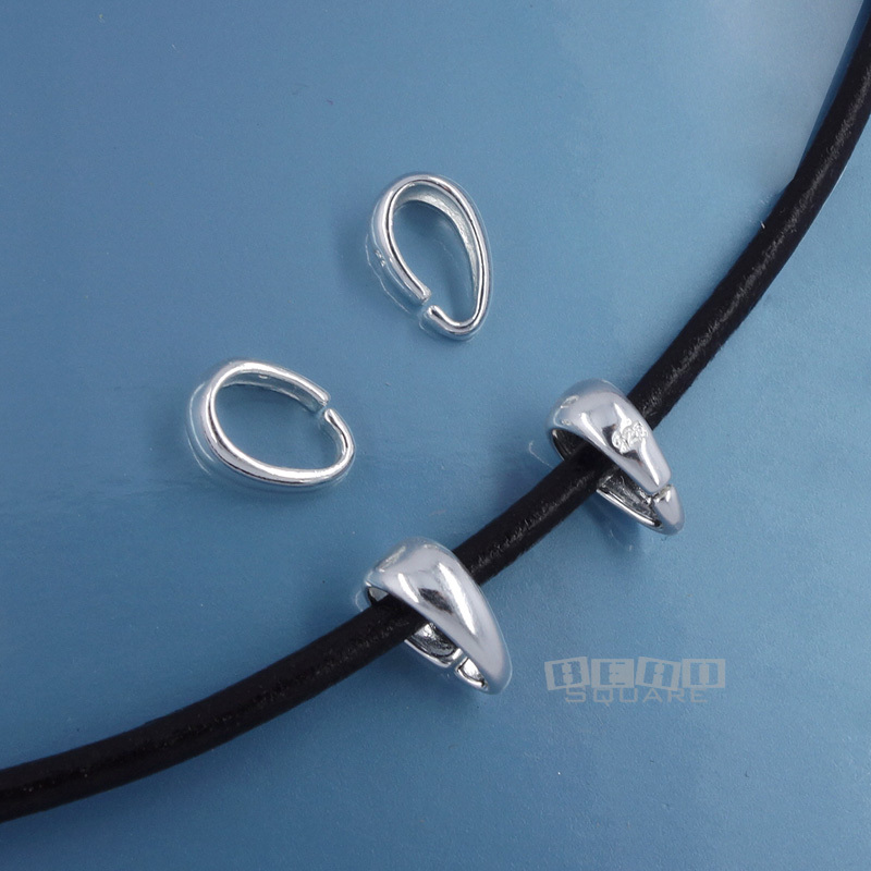 4 Solid Sterling Silver Smooth Simplicity Open Pendant Bail Connector 9mm #33357