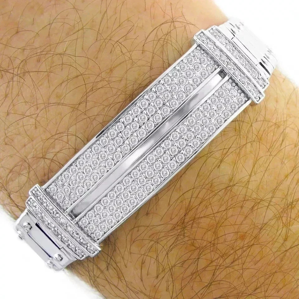 13Ct Round Cut Lab Created Diamond Men’s Tennis Bracelet 14K White Gold Plated