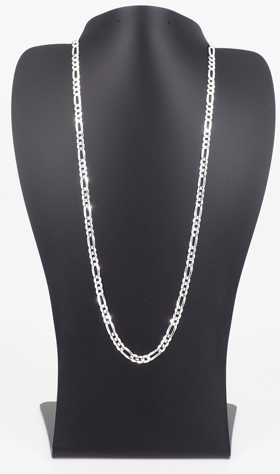 Solid 925 Sterling Silver Italian 5.5mm Flat 22” Figaro Link Chain Necklace ital