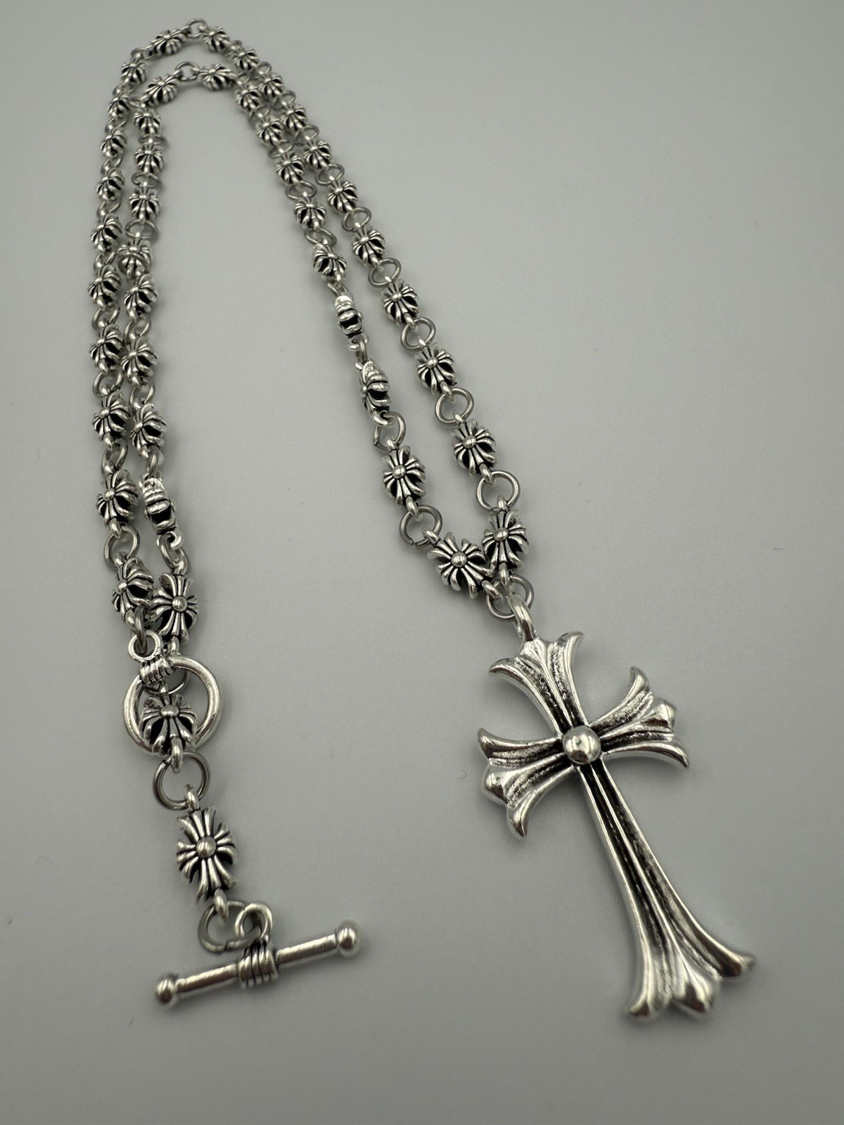 CH chrome Style chain gothic necklace with cross pendant 70cm