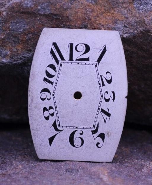NOS SWISS ART DECO TANK WRIST WATCH DIAL ARABIC NUMERALS 22.9×30.4mm (EH)