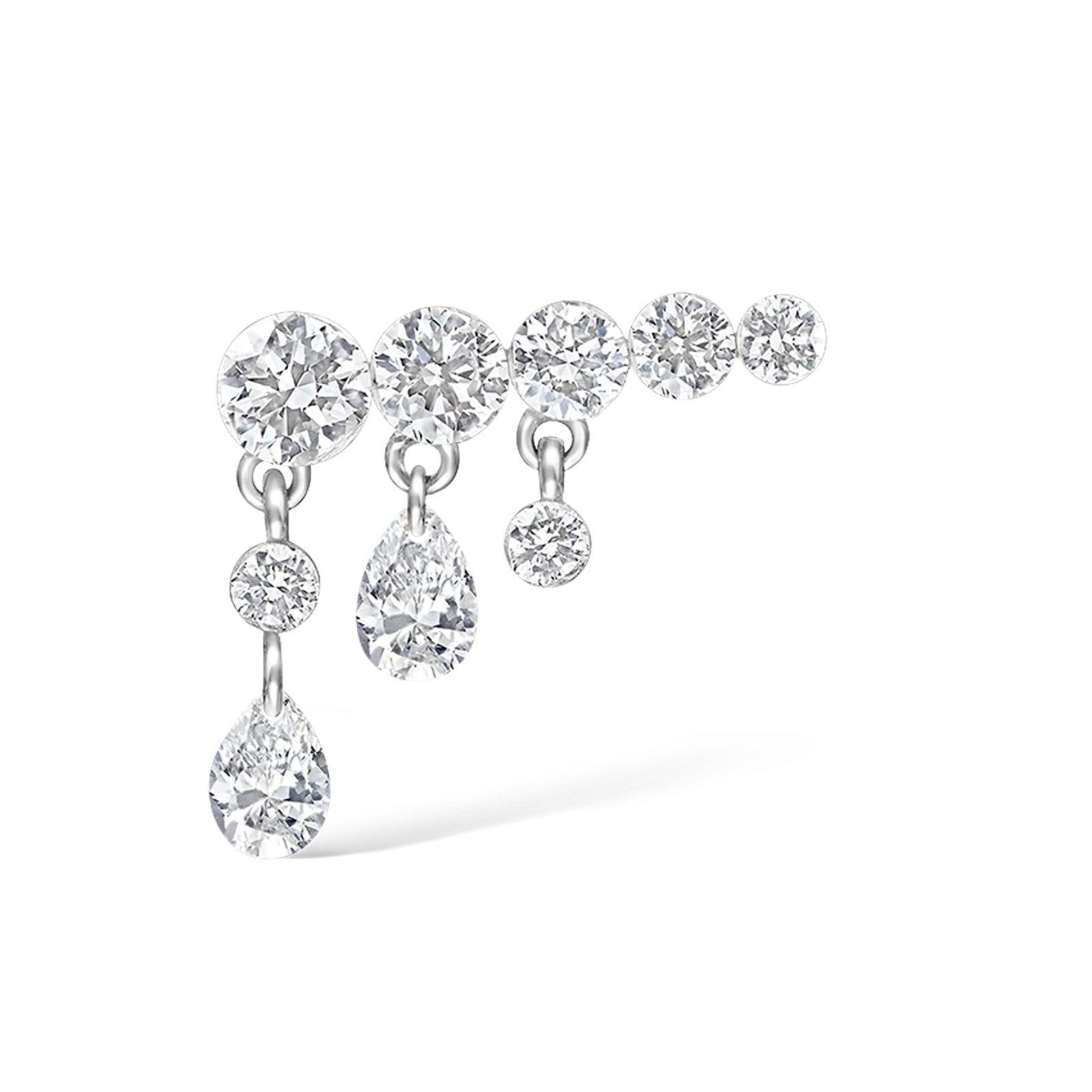 925 Sterling Silver Moissanite Pear Round Dangle Statement Earrings