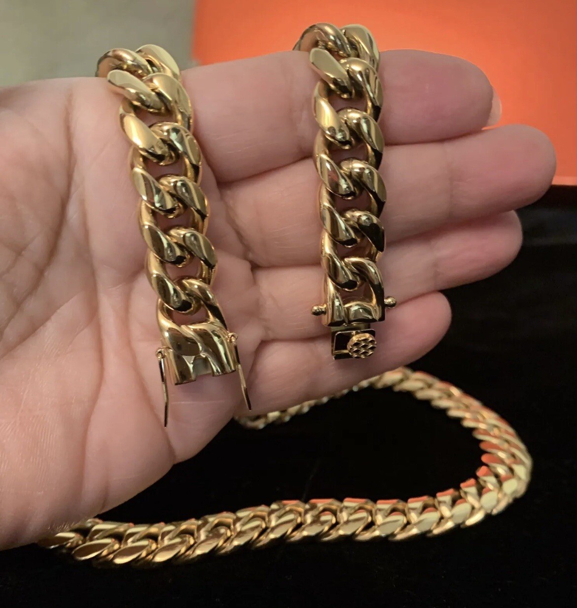 Gold Filled Mens Miami Cuban Link Chain Necklace 24” Chain 12mm –