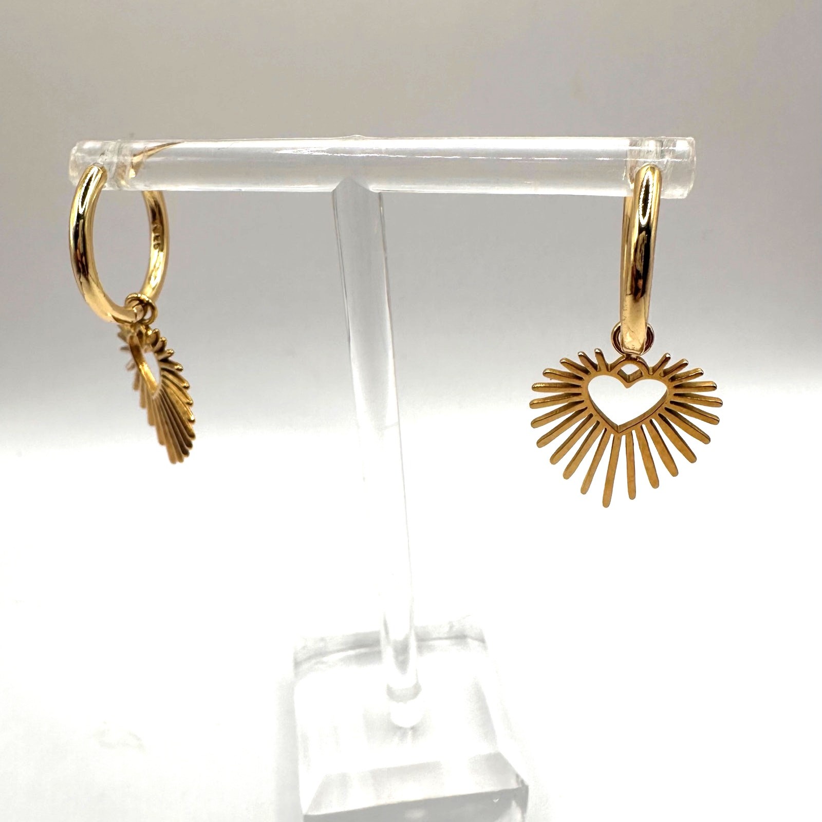 Gold Vermeil Heart Hoop S 925 Dagle Earring Abstract Contemporary Jewelry