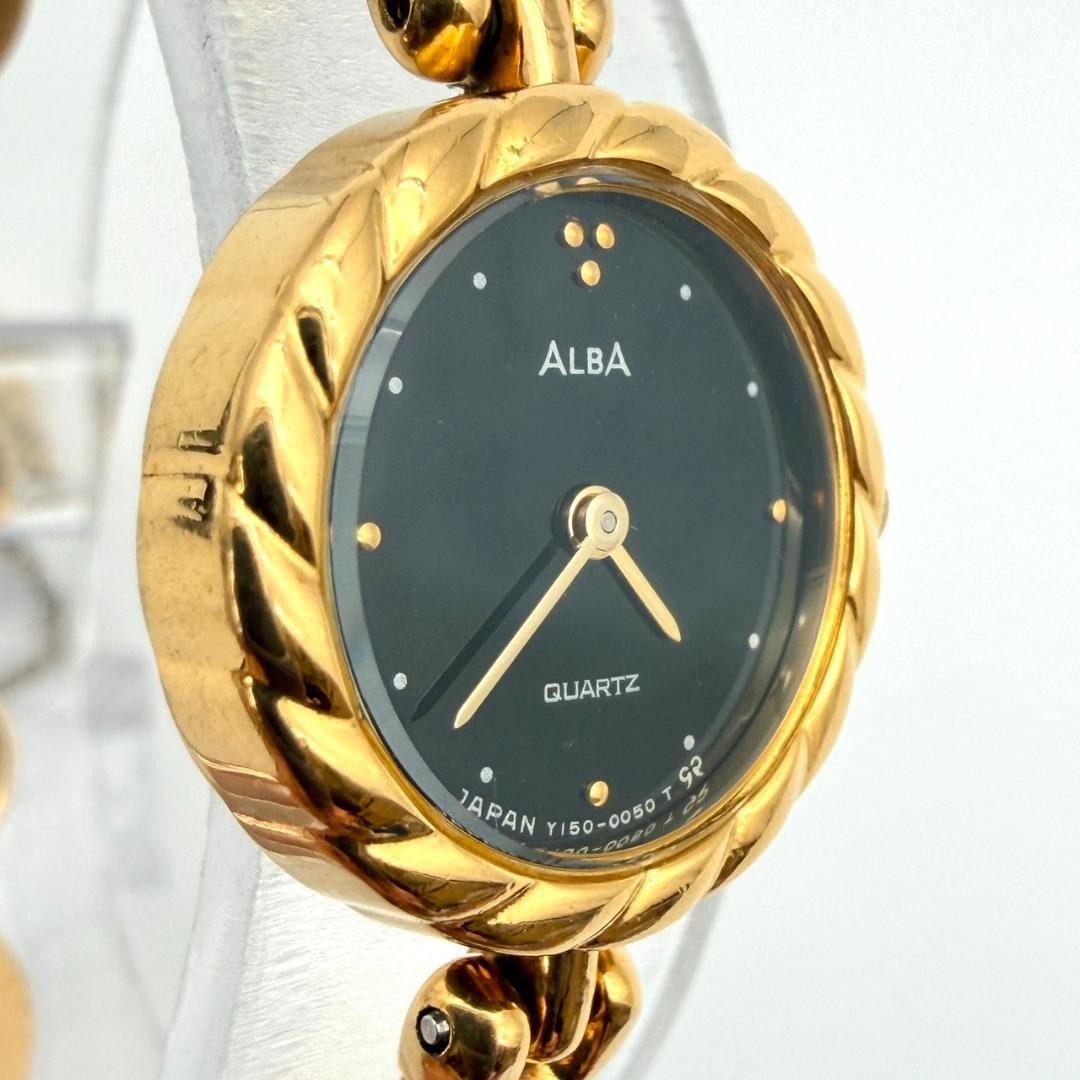 Seiko Alba bracelet watch, gold, new battery, stainless steel, women’s, work