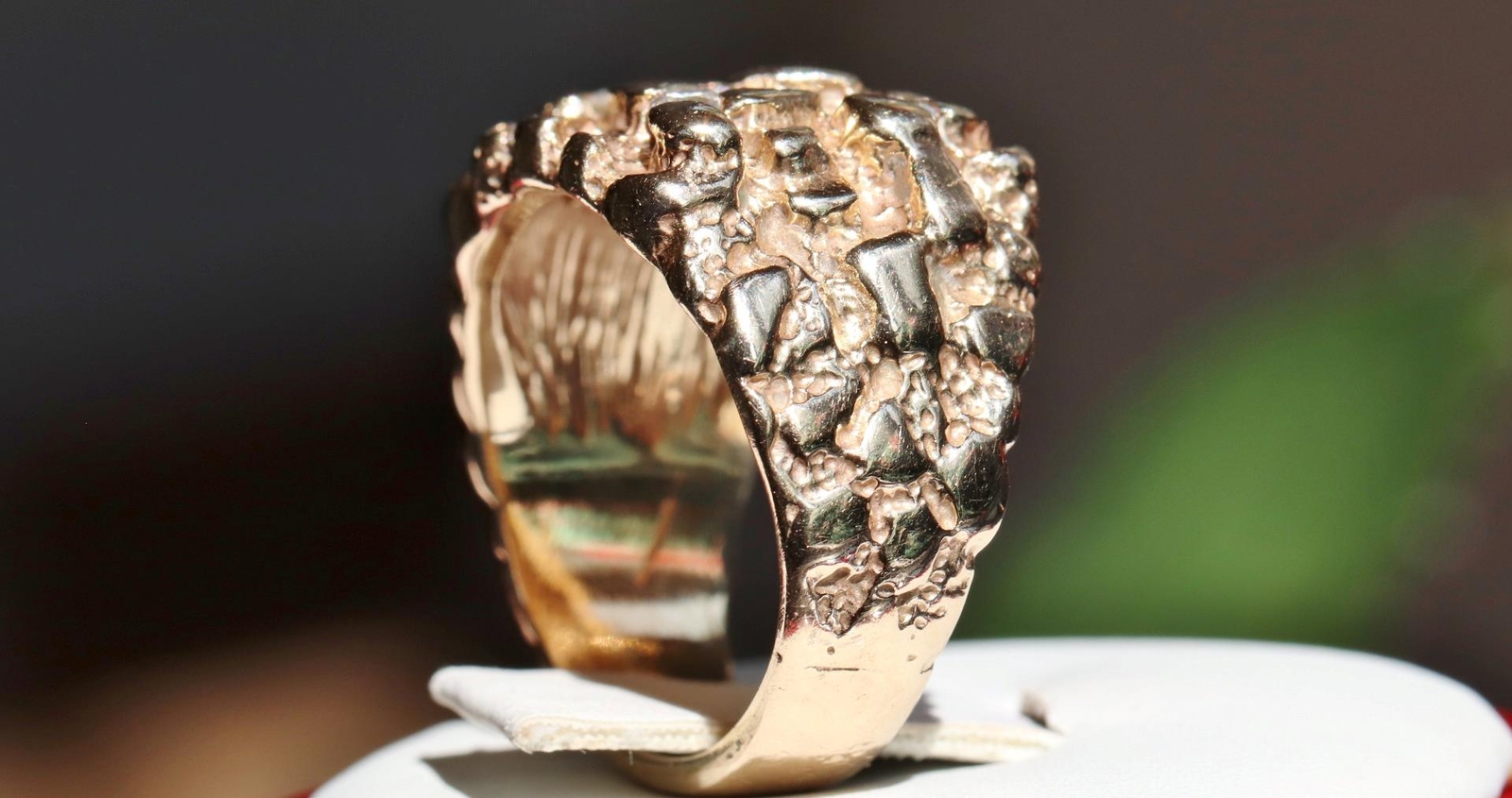 14k yellow gold ring 0.40ct diamond nugget size 9 vintage handmade 14.2gr N3003A