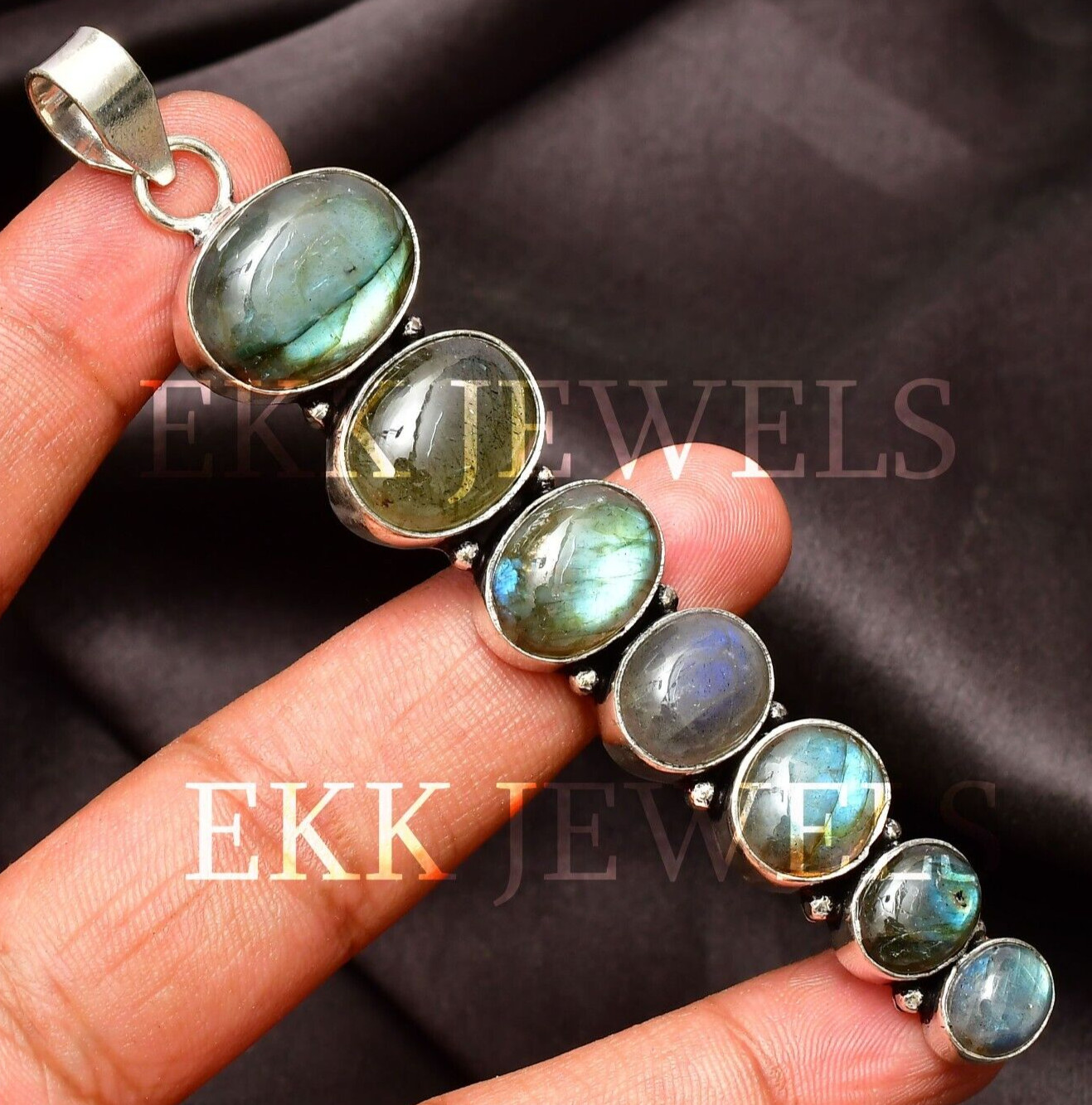 Natural Labradorite Gemstone 925 Sterling Silver Handmade Jewelry Pendant 2.80″
