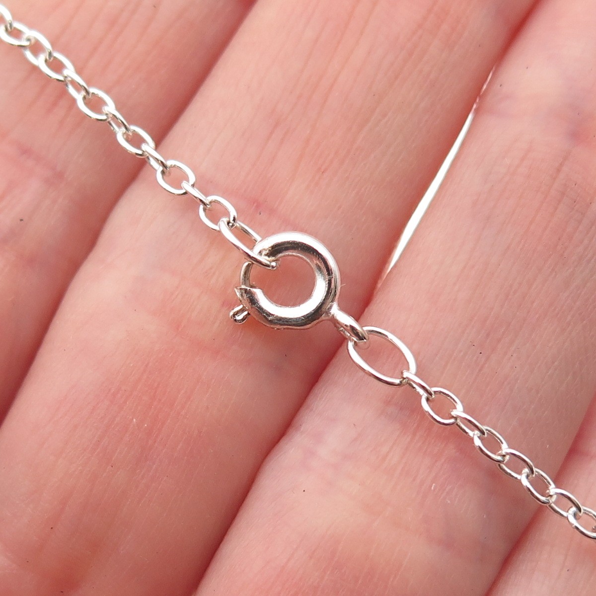 925 Sterling Silver Round-Cut C Z Heart Cable Link Bracelet 8.25″